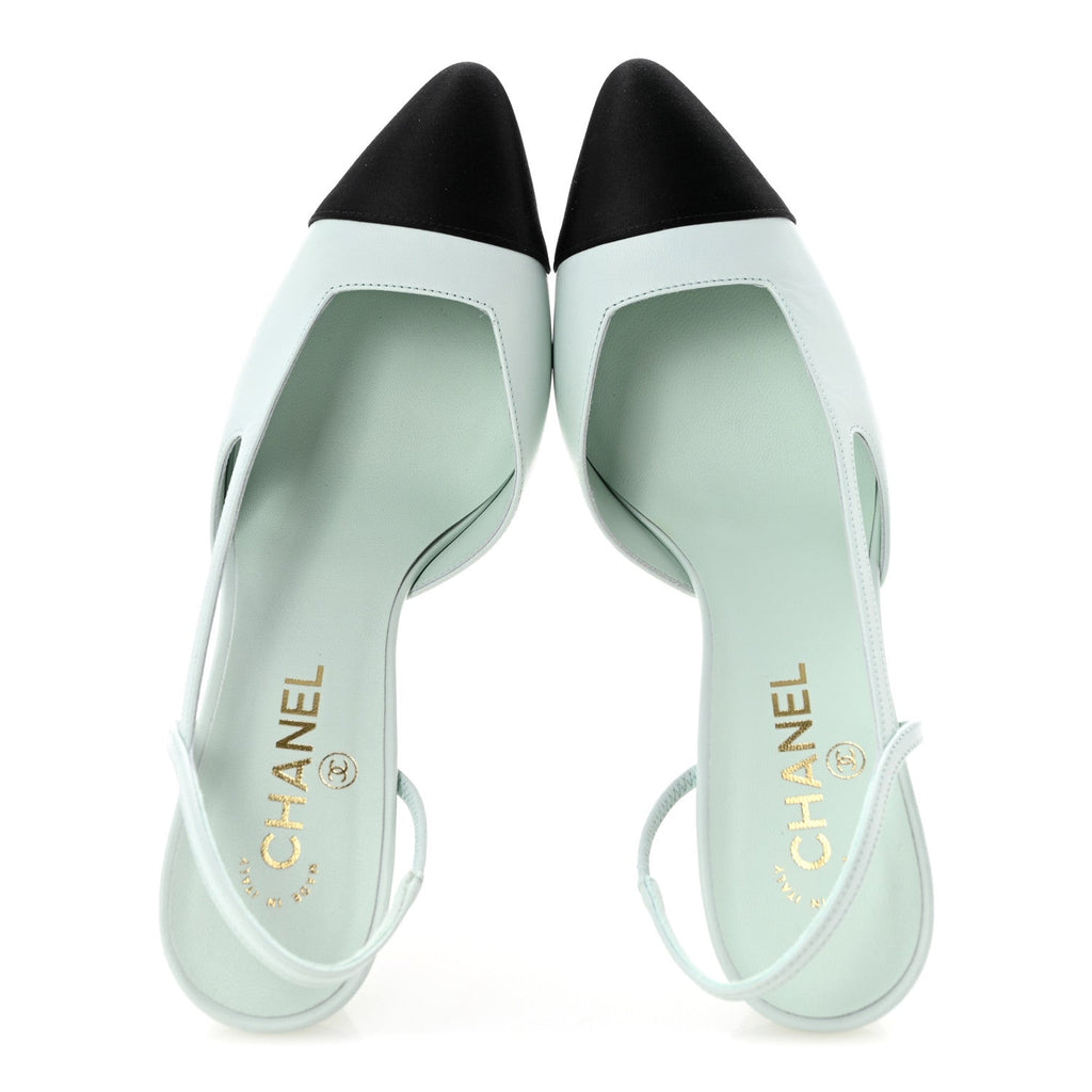 Chanel - Goatskin Mixed Fibers Cap Toe Slingback Pumps