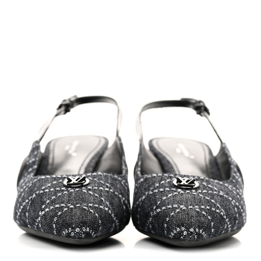 Louis Vuitton - Denim Patent Archlight Low Heel Slingback Pumps