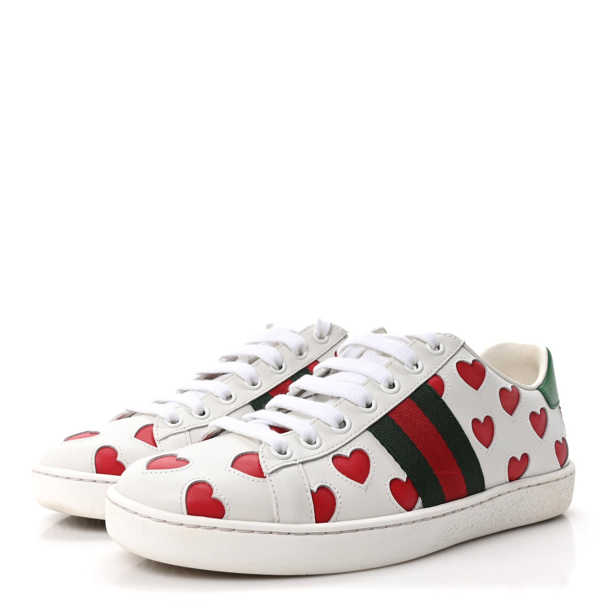 Gucci - Calfskin Miro Soft Web Heart Cut Out Ace Sneakers