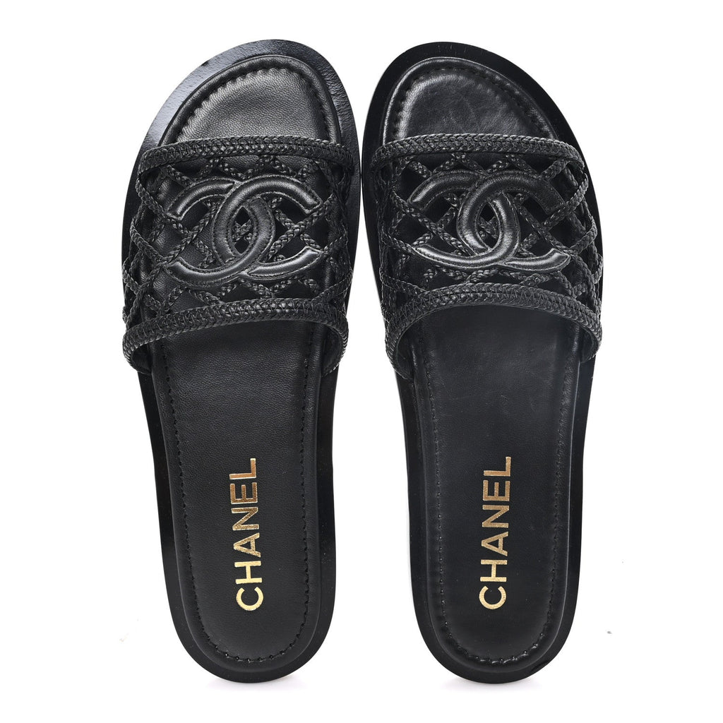 Chanel - Lambskin Braided CC Mules