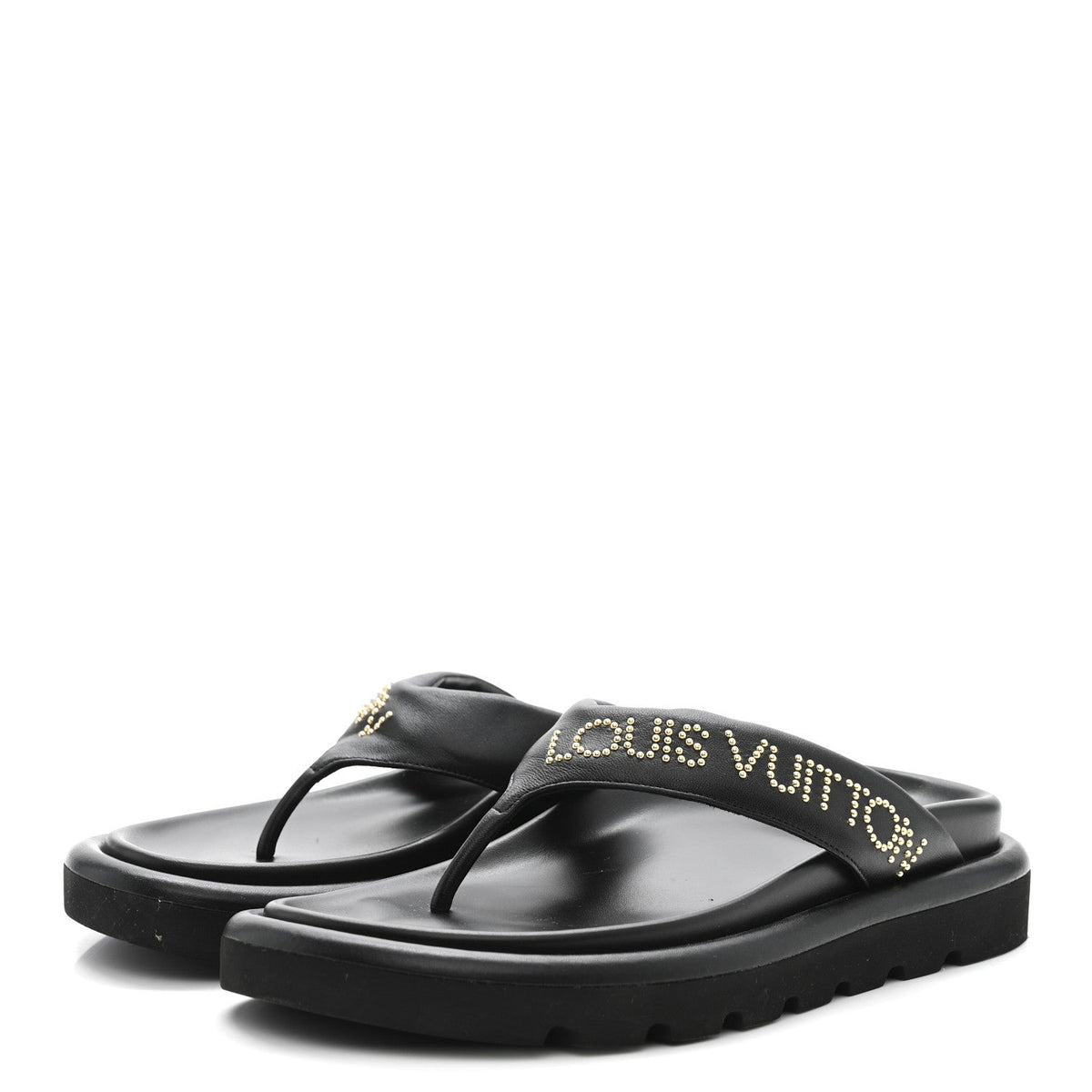 Louis Vuitton - Calfskin Logo Studded Pillow Flat Thong Sandals