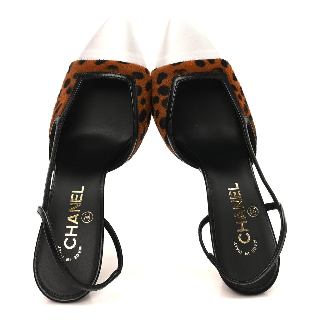 Chanel - Lambskin Mixed Fibers Cap Toe CC Slingback Pumps