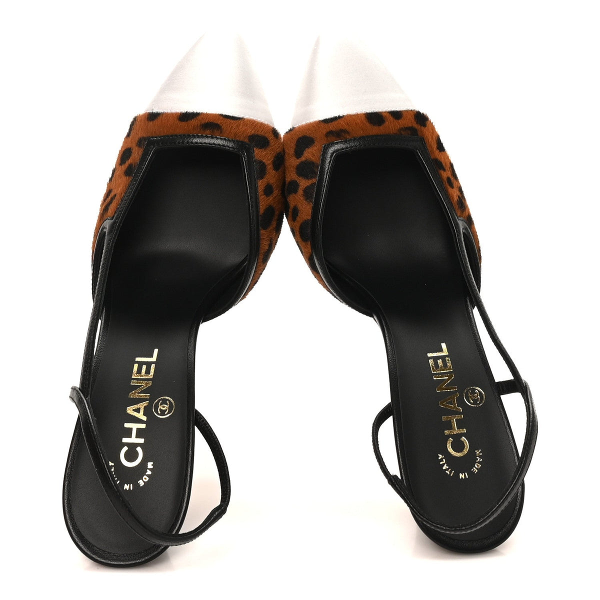 Chanel - Lambskin Mixed Fibers Cap Toe CC Slingback Pumps