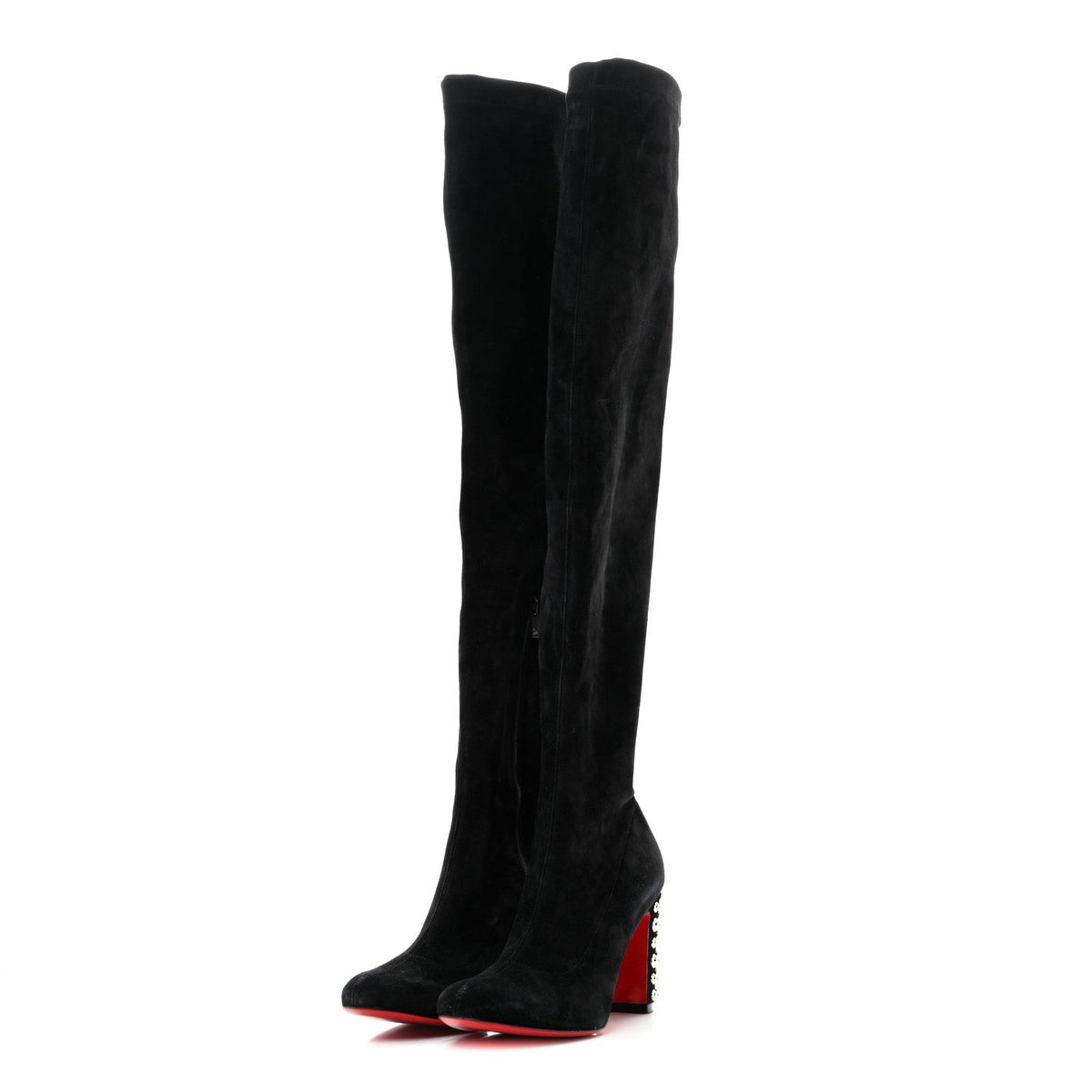 Christian Louboutin - Veau Velours Spiked Study Stretch 85 Over The Knee Boots