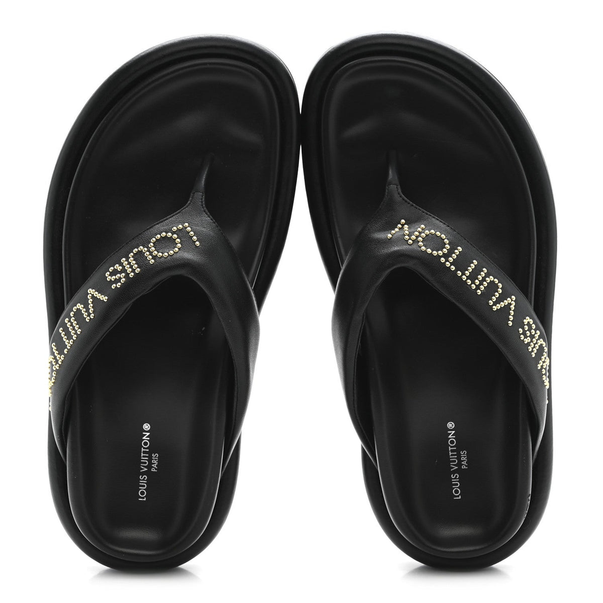 Louis Vuitton - Calfskin Logo Studded Pillow Flat Thong Sandals