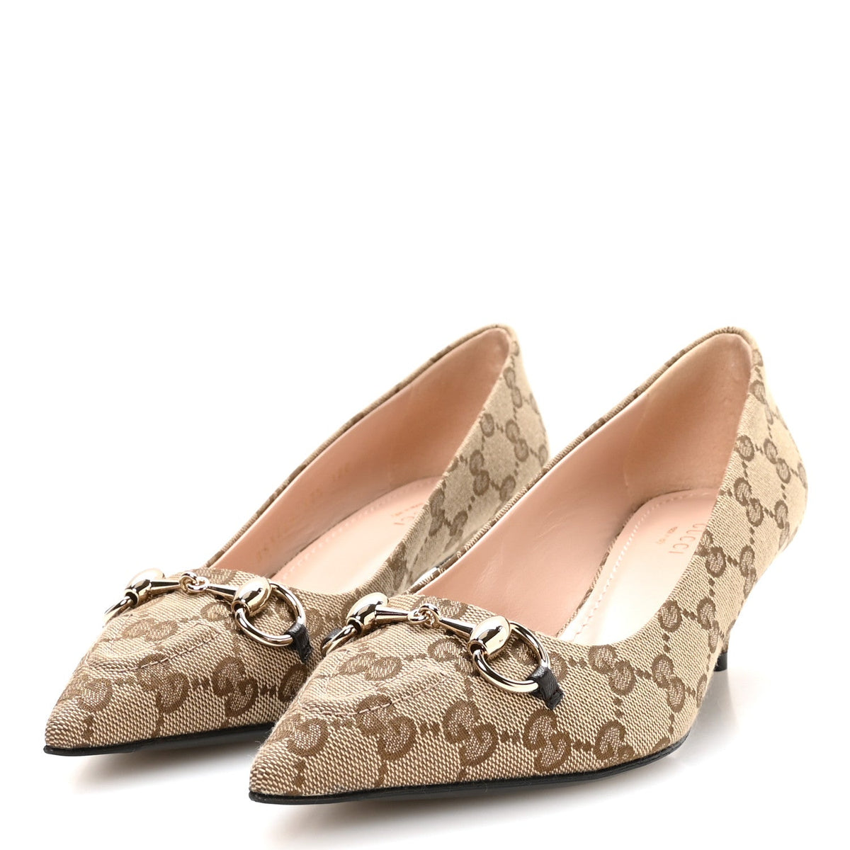 Gucci - Canvas GG Monogram Horsebit Slingback Pumps