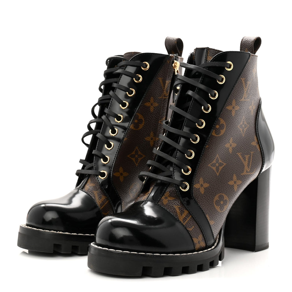 Louis Vuitton - Patent Calfskin Monogram Star Trail Ankle Boots