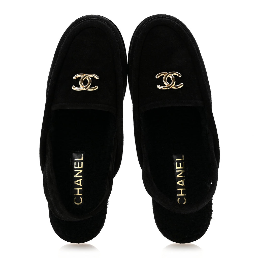 Chanel - Suede Calfskin CC Slingback Loafers