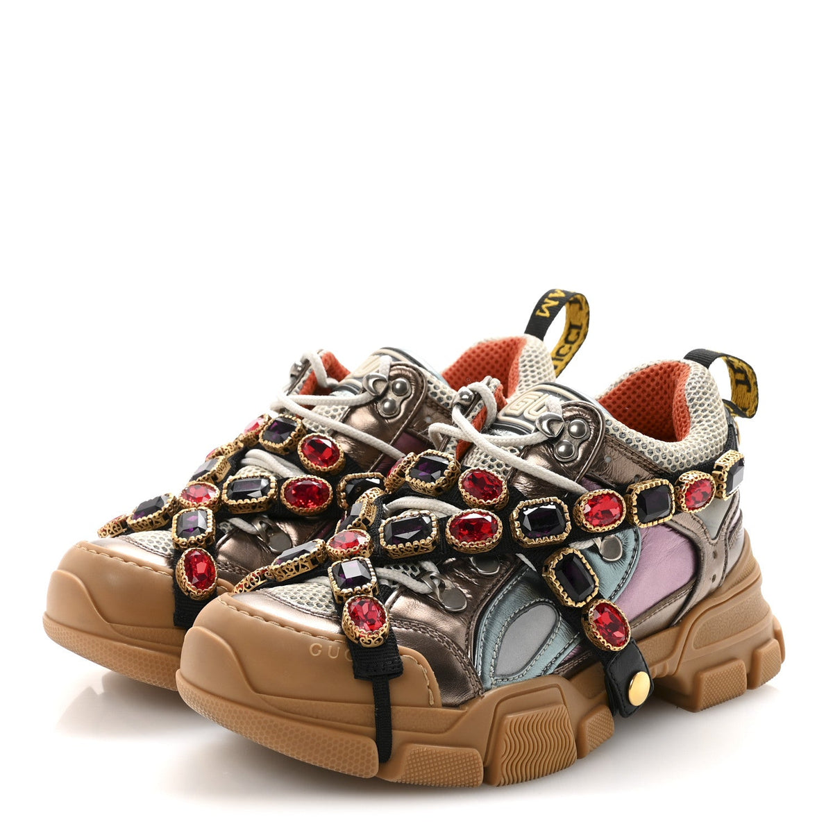 Gucci - X SEGA Metallic Calfskin Mesh Removable Crystals Flashtrek Sneakers