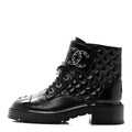 Chanel - Shiny Lambskin Quilted Lace Up Combat Boots