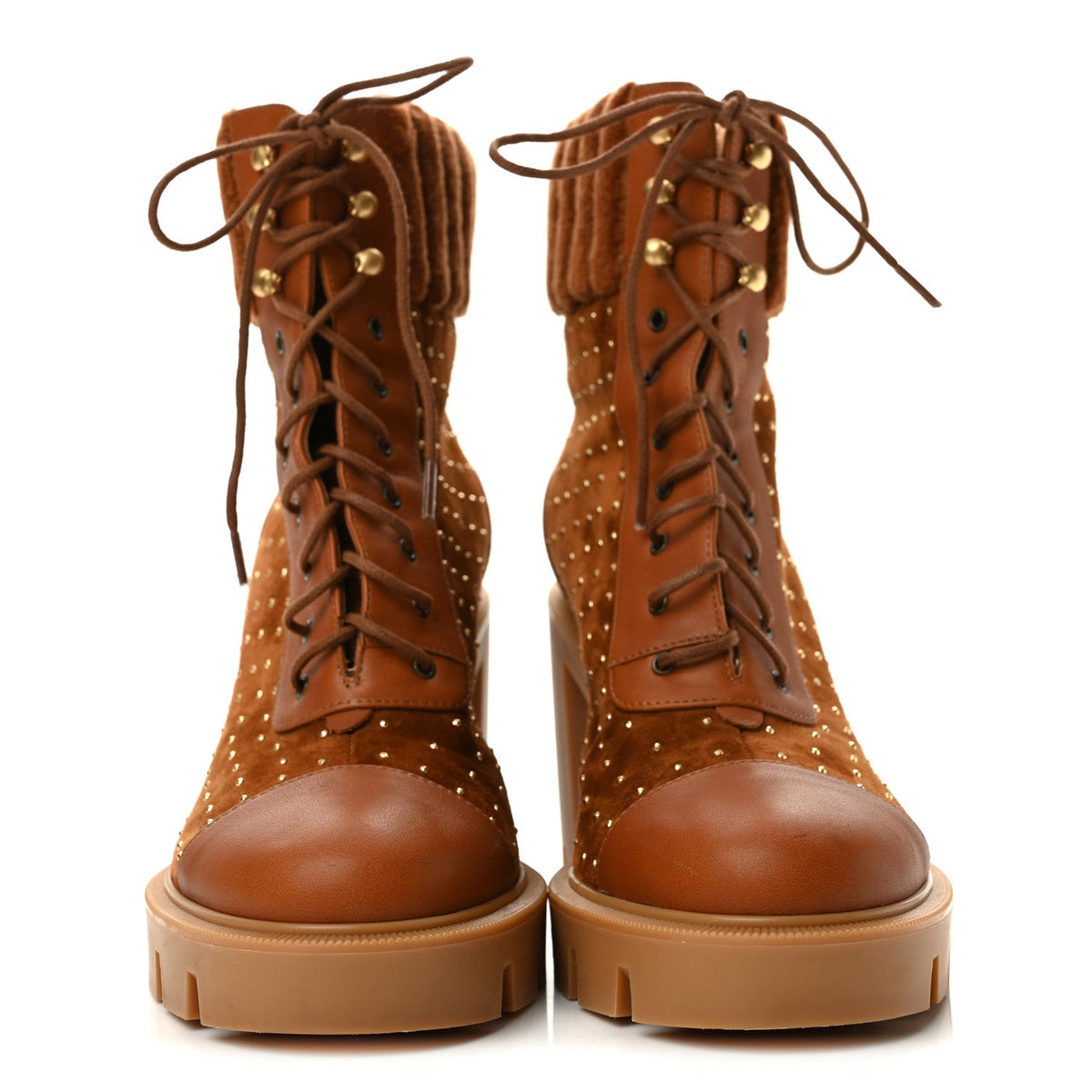 Christian Louboutin - Calfskin Suede Cake Velvet Studded Dakita Lug 70 Boots