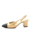 Chanel - Goatskin Grosgrain Cap Toe CC Slingback Pumps