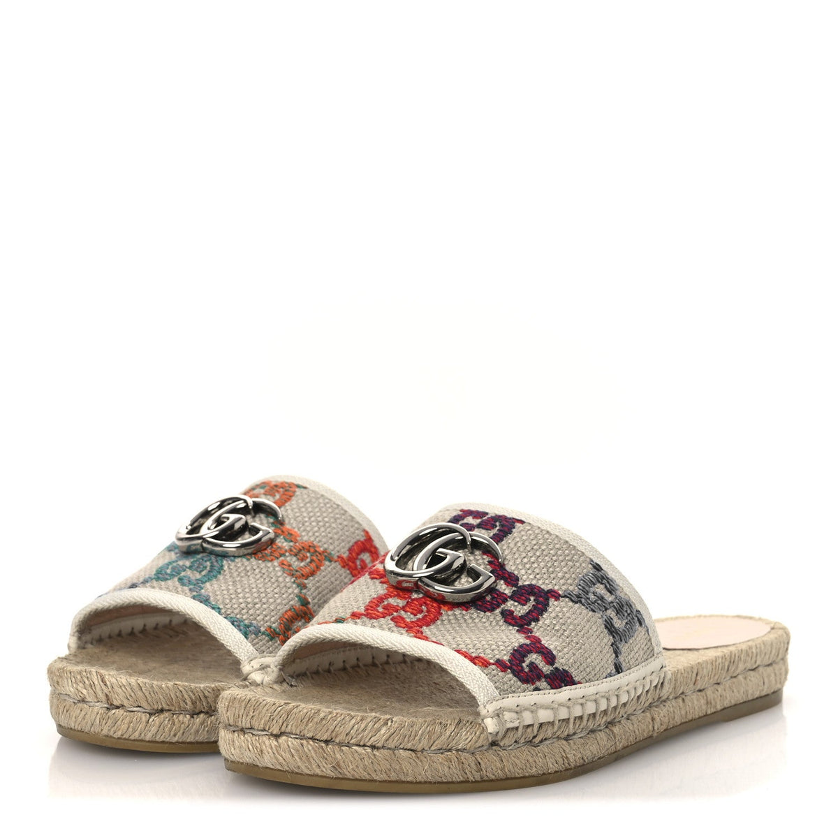 Gucci - Linen Psychedelic Mini GG Espadrille Slide Sandals