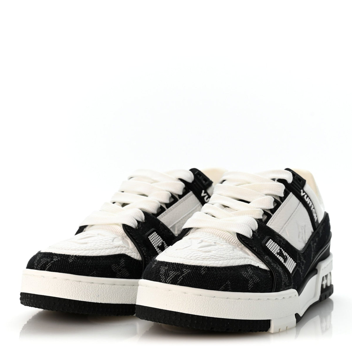 Louis Vuitton - Calfskin Embossed Monogram Denim LV Trainer Sneakers