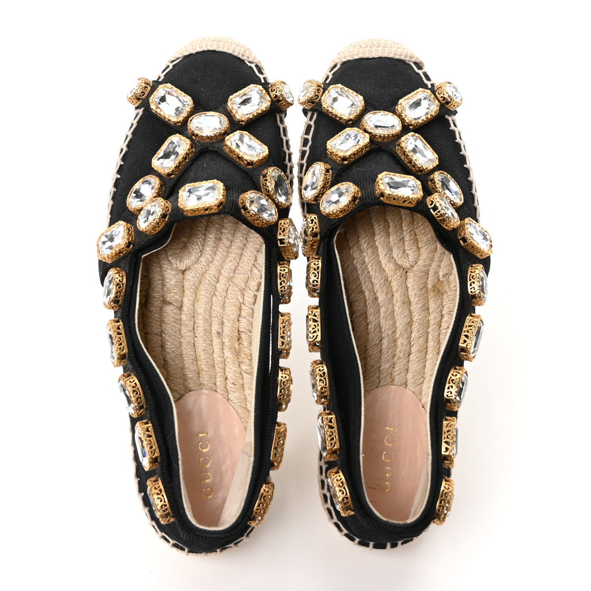 Gucci - Canvas Crystal Embellished Espadrilles