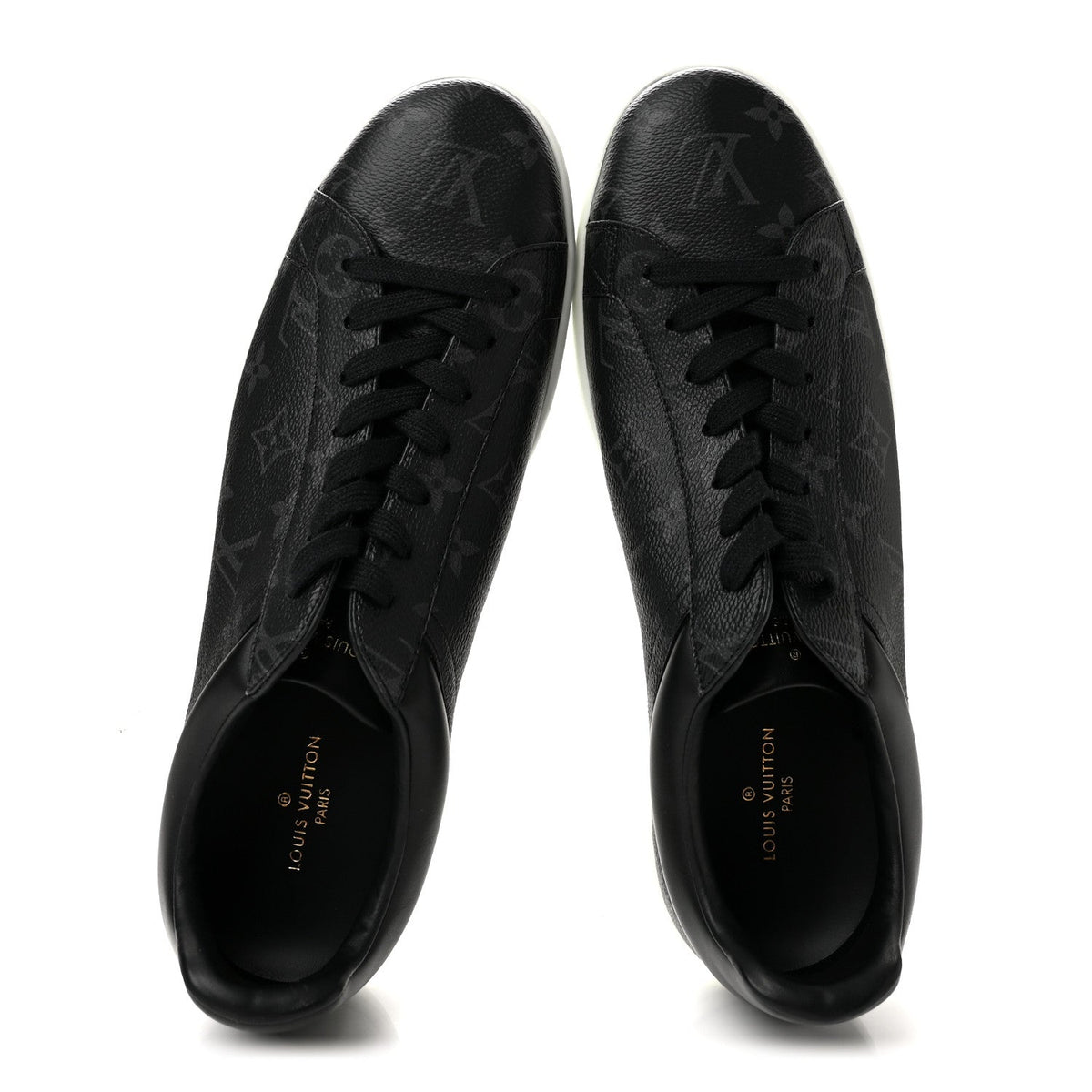 Louis Vuitton - Calfskin Monogram Eclipse Luxembourg Sneakers 10 Black