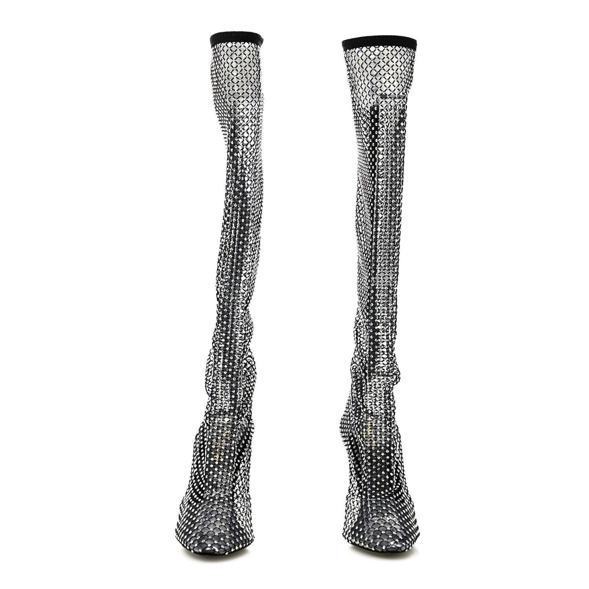 Saint Laurent - Mesh Crystal 68 Knee High Boots