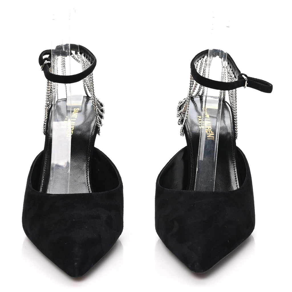 Saint Laurent - Kid Scamosciato Sling 90 Chain Pumps