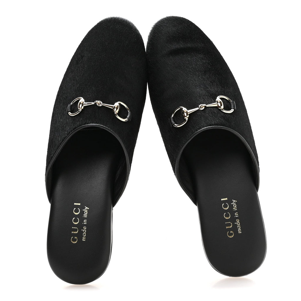 Gucci - Fur Horsebit Mules