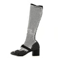 Chanel - Mesh Crystal Patent CC Bow High Boots