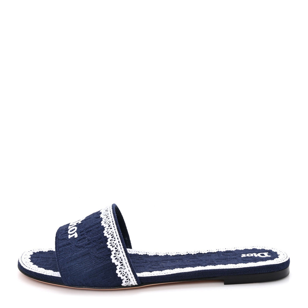 Dior - Oblique Embroidered Cotton Lace Dentelle Flat Slide Sandals