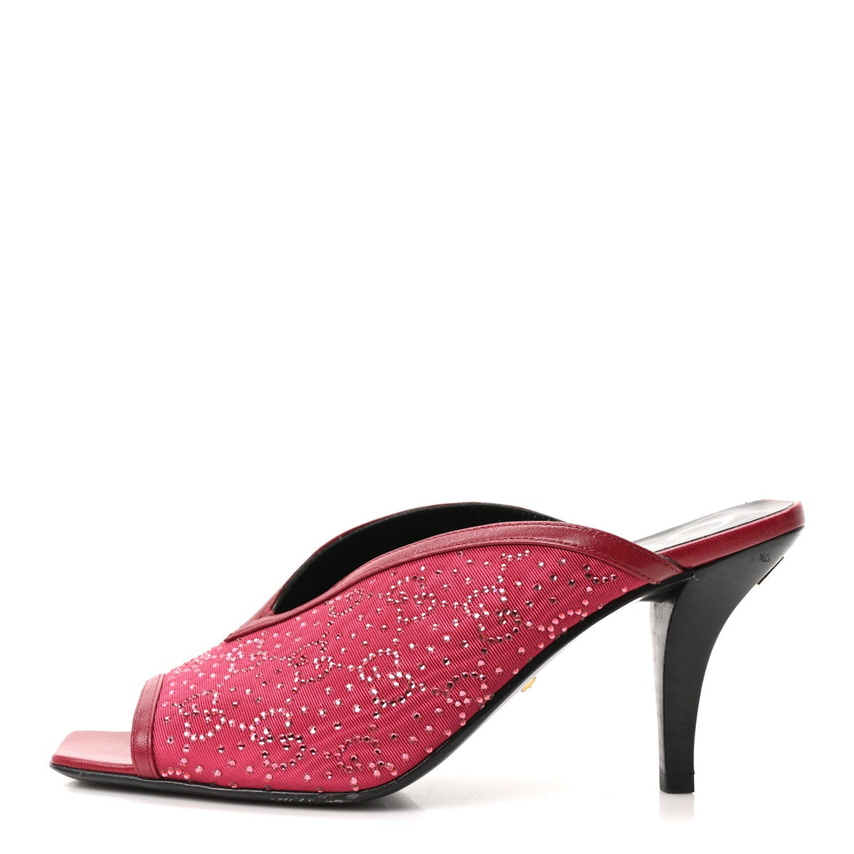Gucci - Moire Fabric Malaga Kid Crystal GG Monogram Square G 95mm Slide Sandals