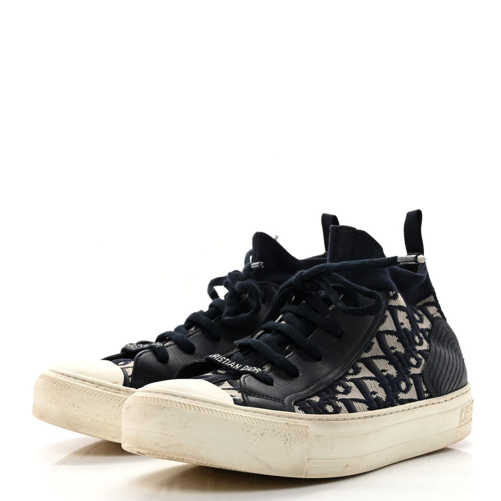 Dior - Technical Knit Calfskin Oblique Walk’n Dior Mid Top Sneakers