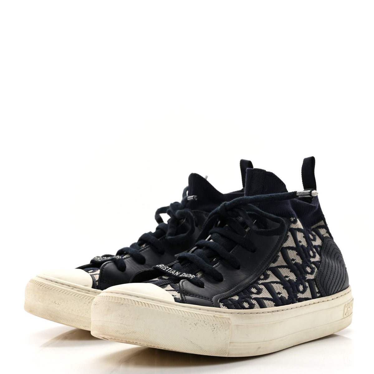 Dior - Technical Knit Calfskin Oblique Walk’n Dior Mid Top Sneakers