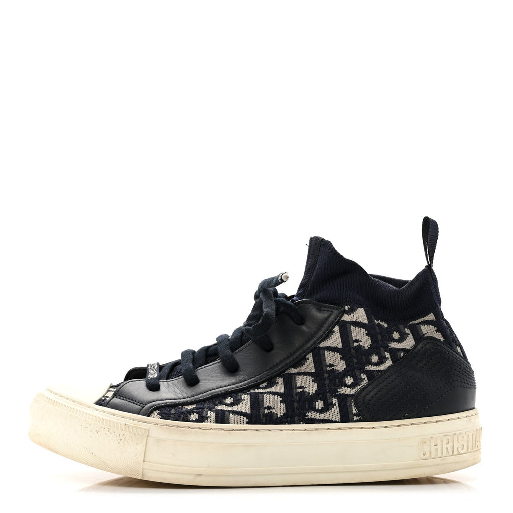 Dior - Technical Knit Calfskin Oblique Walk’n Dior Mid Top Sneakers