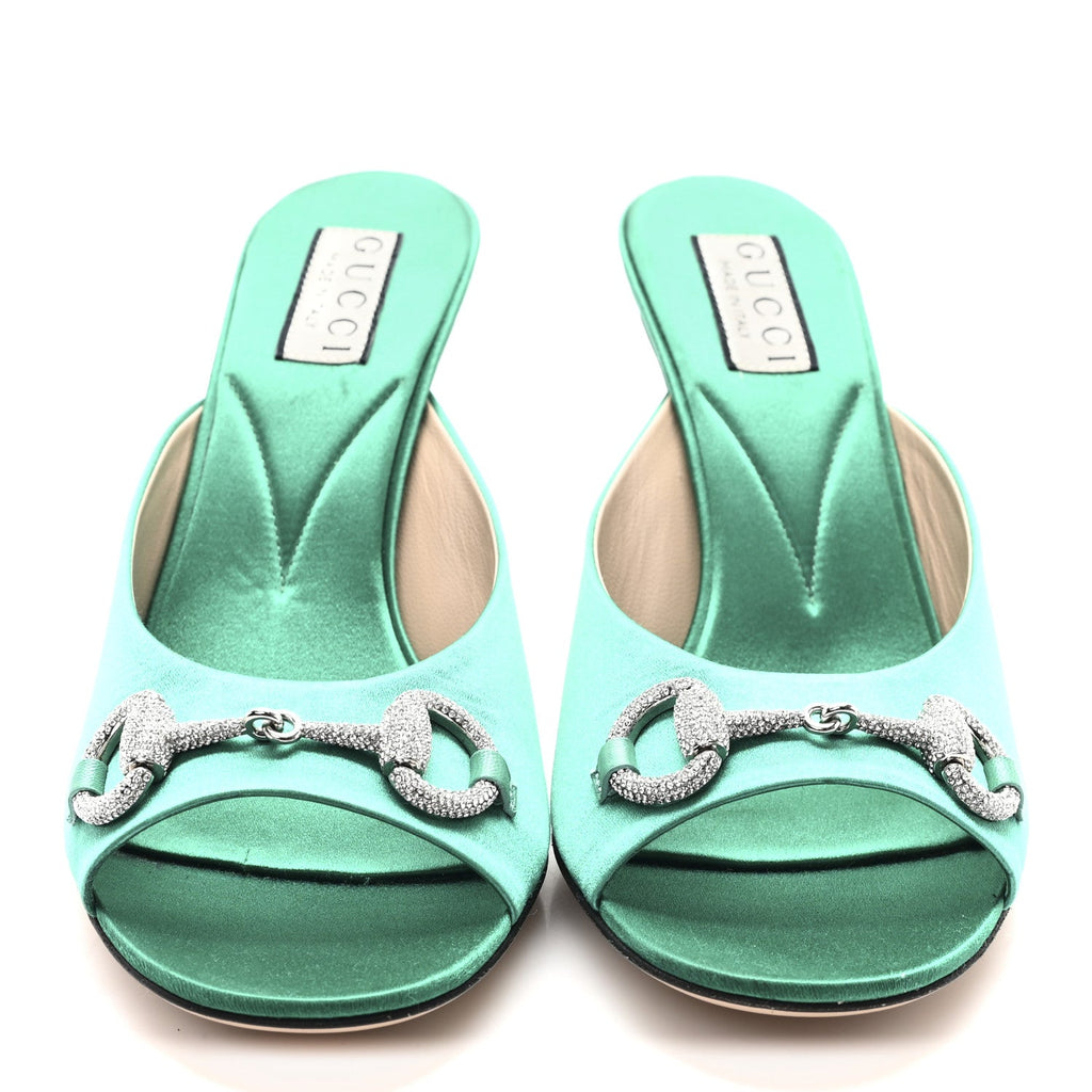 Gucci - Raso Seta Malaga Kid Crystal Horsebit Sandals