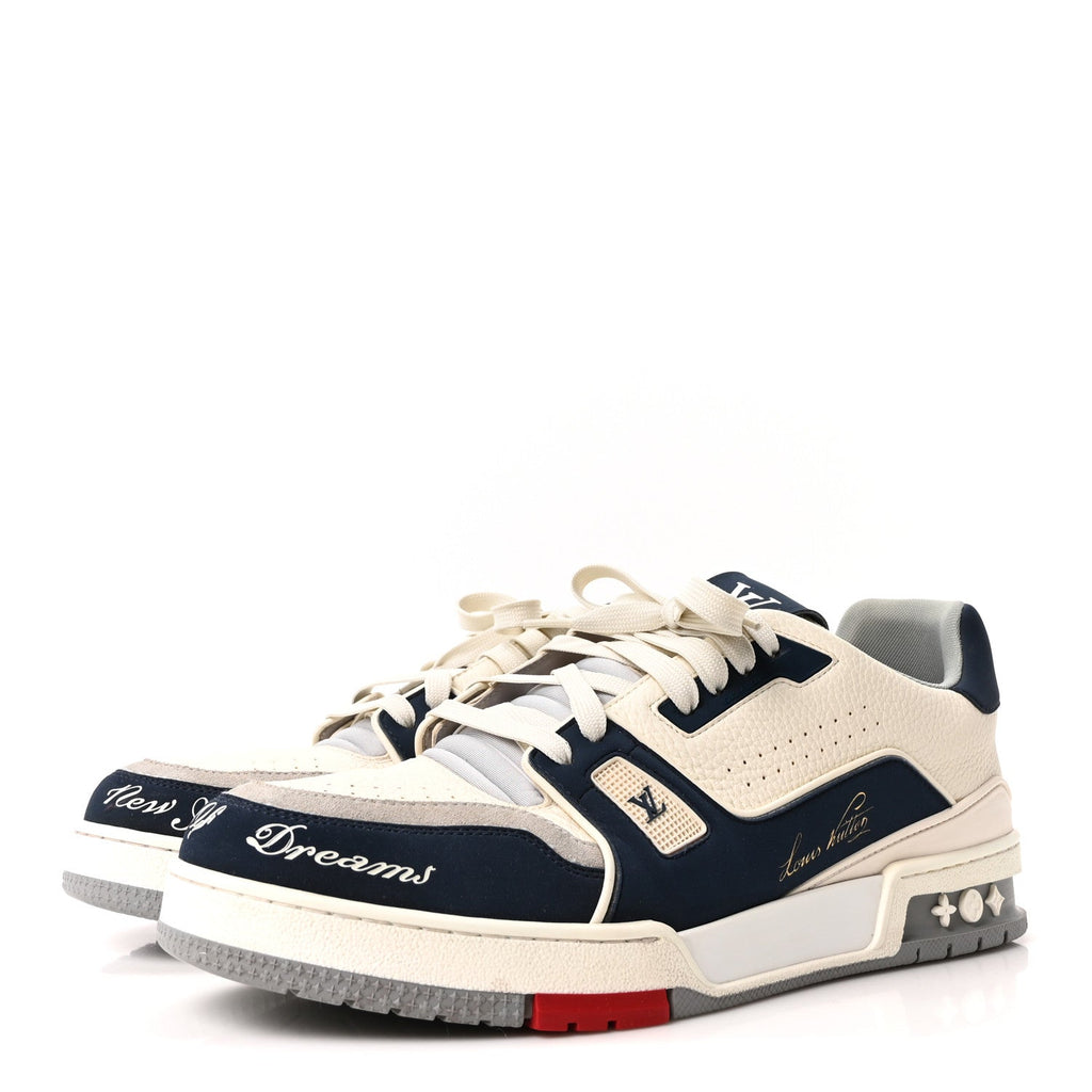 Louis Vuitton - Calfskin New York City Of Dreams LV Trainer Maxi Sneakers 11 White Navy