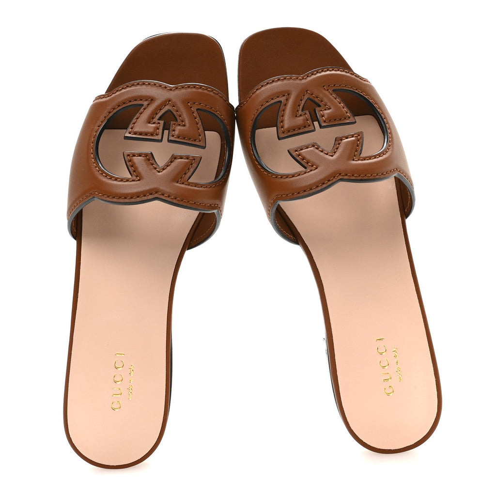 Gucci - Cosmos Softy Calfskin Interlocking G Cut Out Slide Sandals