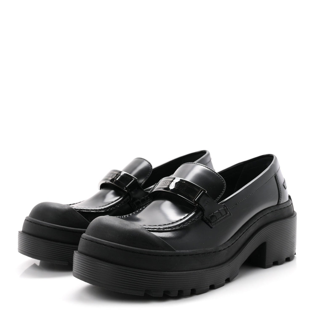 Dior - Brushed Calfskin Rubber Dior Code Cap Toe Lug Sole 35mm Loafers