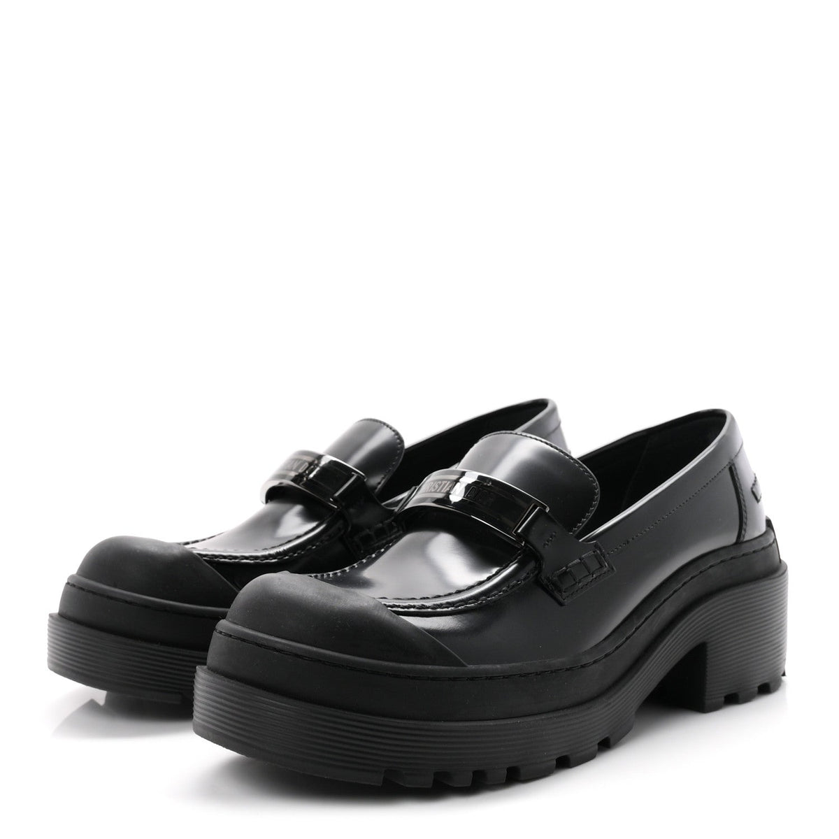 Dior - Brushed Calfskin Rubber Dior Code Cap Toe Lug Sole 35mm Loafers