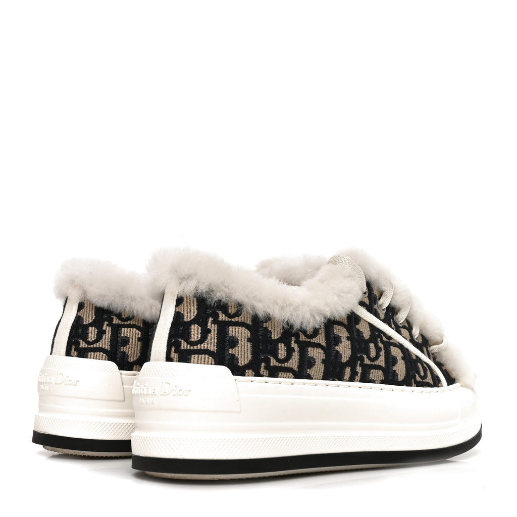 Dior - Canvas Oblique Shearling Walk’N’Dior Platform Sneakers