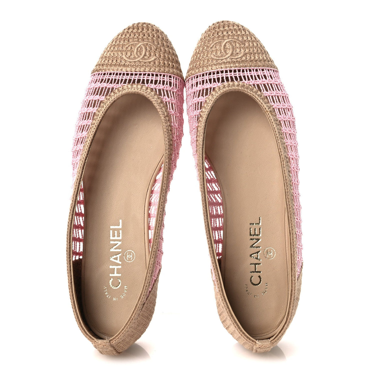 Chanel - Raffia Cap Toe Ballerina Flats