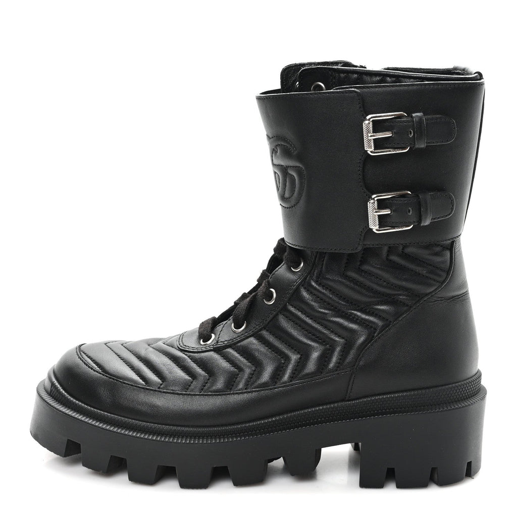 Gucci - Nappa Frances GG Matelasse Platform Combat Boots