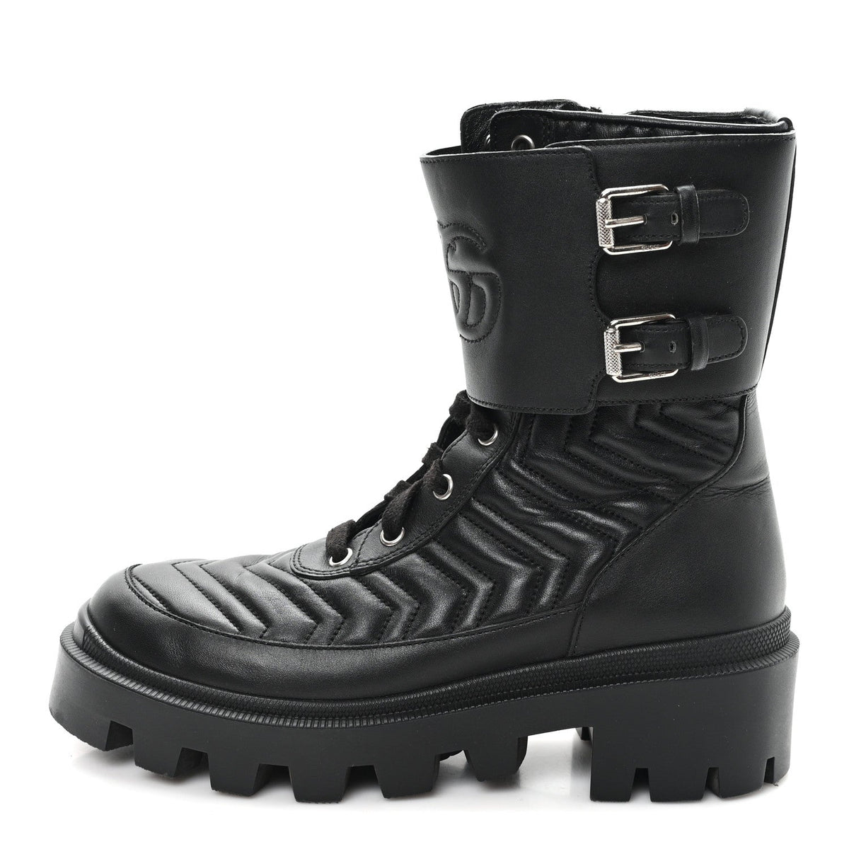 Gucci - Nappa Frances GG Matelasse Platform Combat Boots