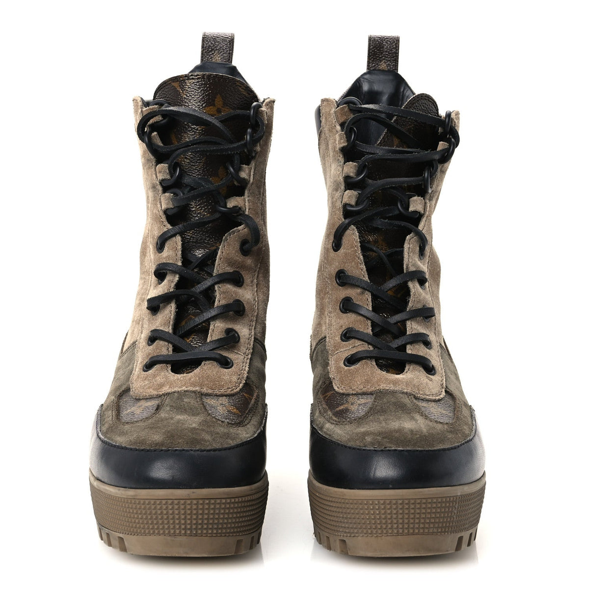 Louis Vuitton - Suede Calfskin Monogram Laureate Platform Desert Boots