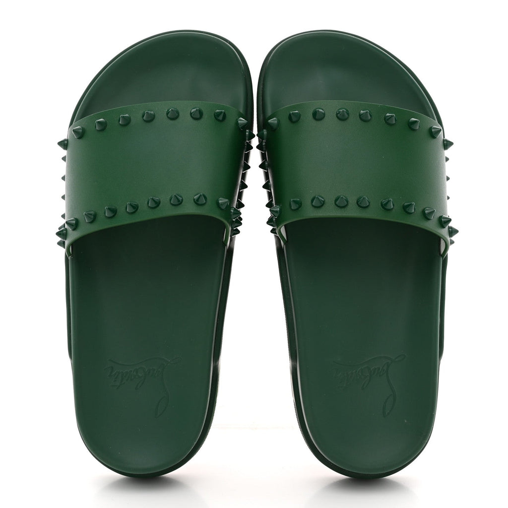 Christian Louboutin - Calfskin Studded Pool Fun Platform Flat Slide Sandals
