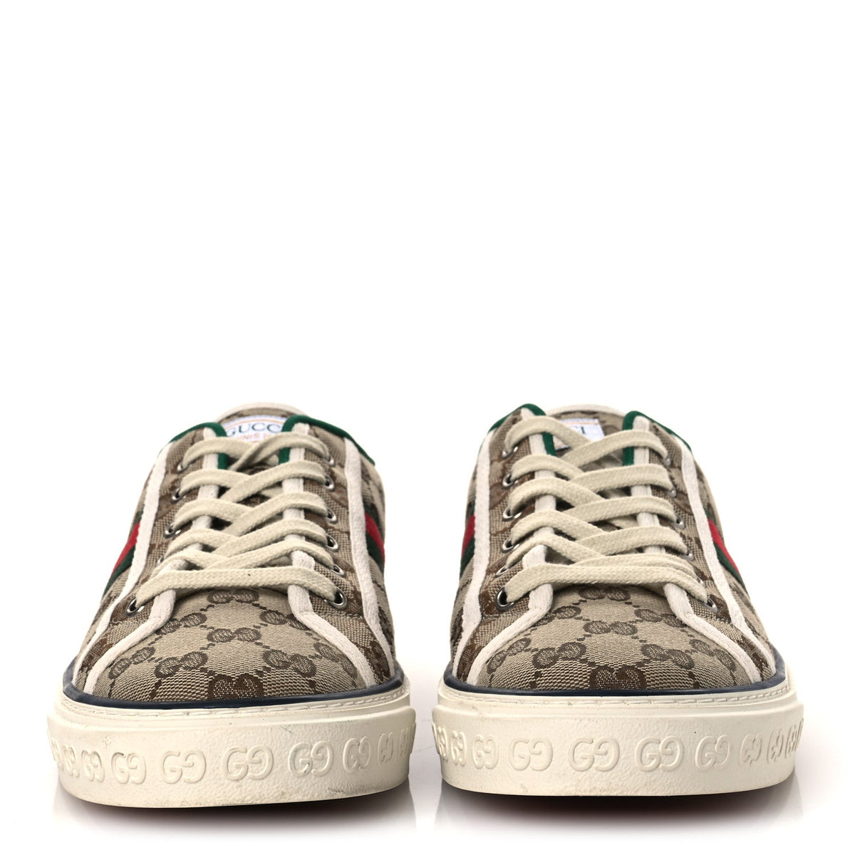 Gucci - GG Monogram Web 1977 Tennis Sneakers 9 Beige Ebony Mystic White Vert