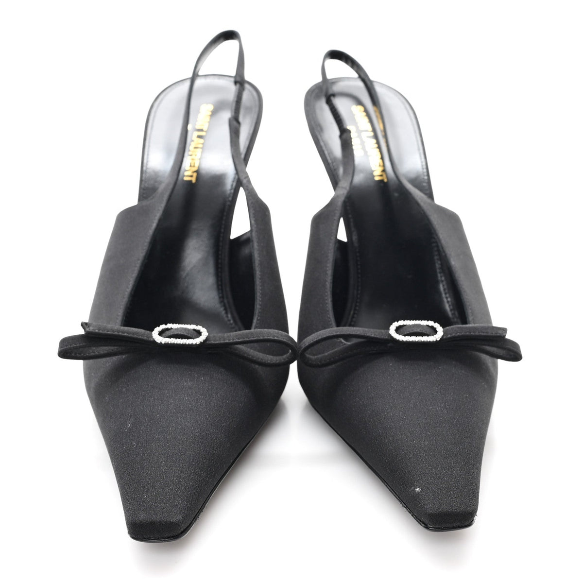 Saint Laurent - Crepe De Chine Crystal Bow Slingback Pumps