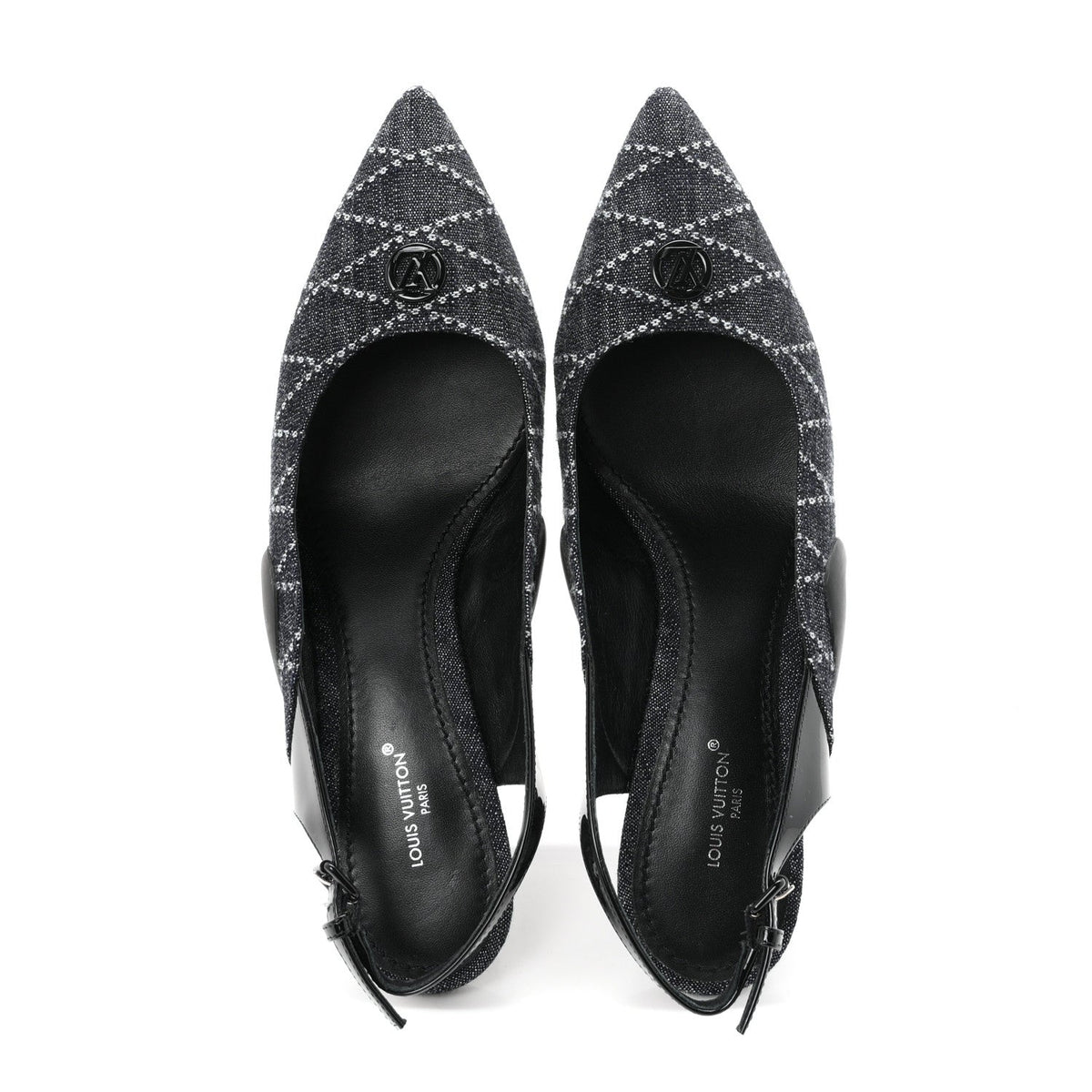 Louis Vuitton - Denim Patent Archlight Low Heel Slingback Pumps