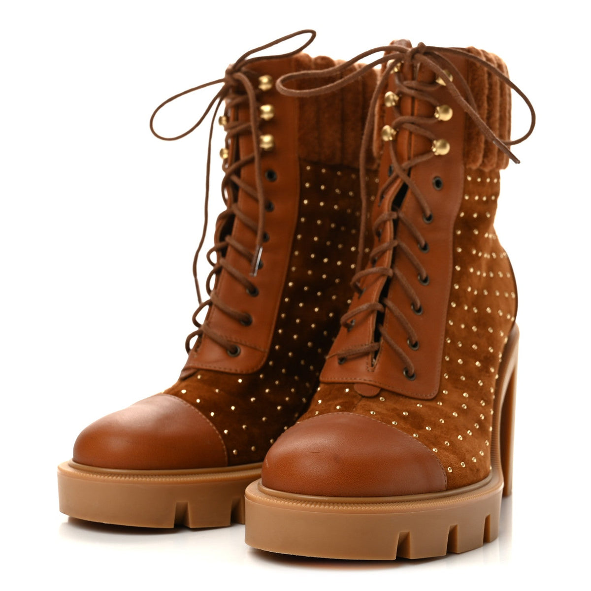 Christian Louboutin - Calfskin Suede Cake Velvet Studded Dakita Lug 70 Boots