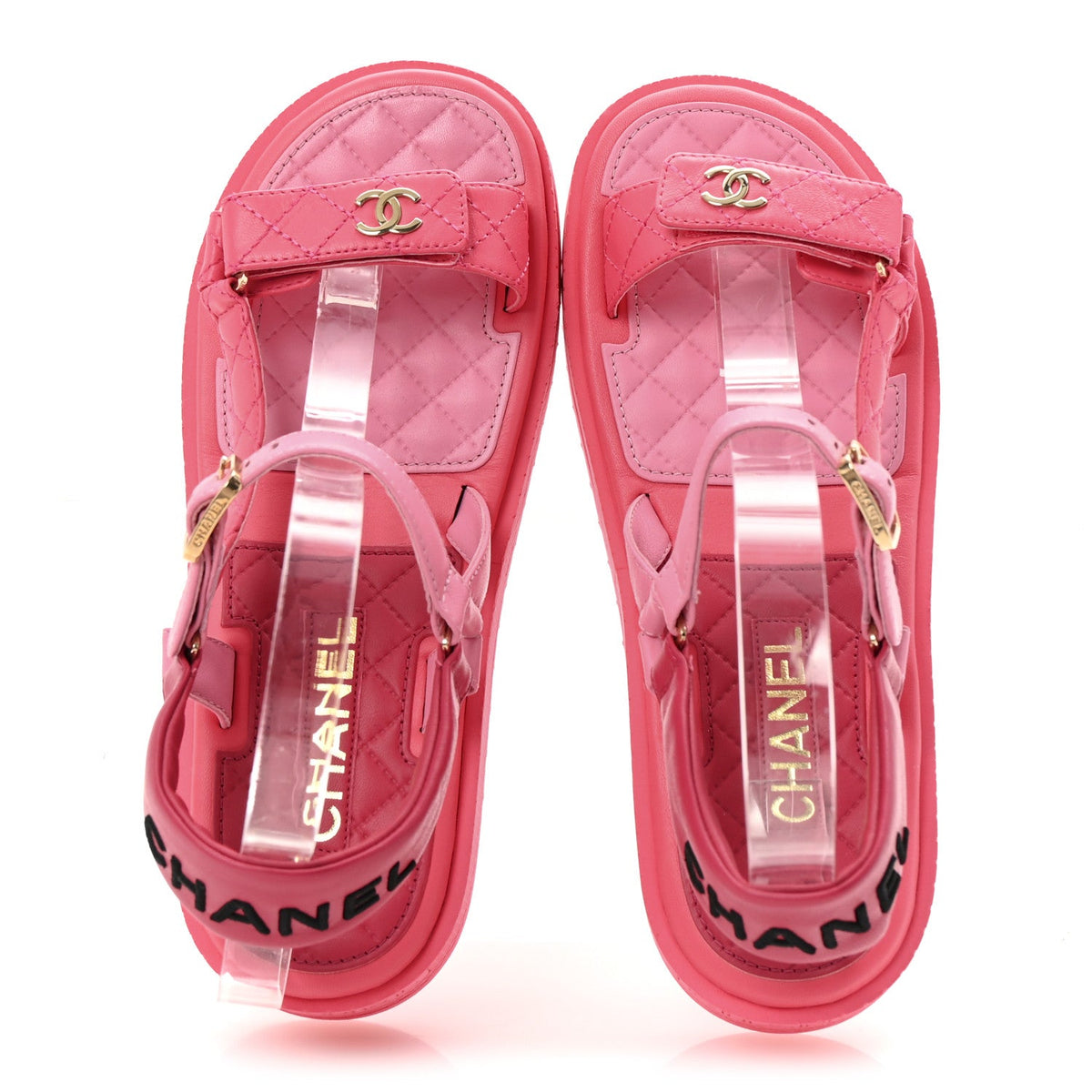 Chanel - Lambskin Logo Platform Sandals