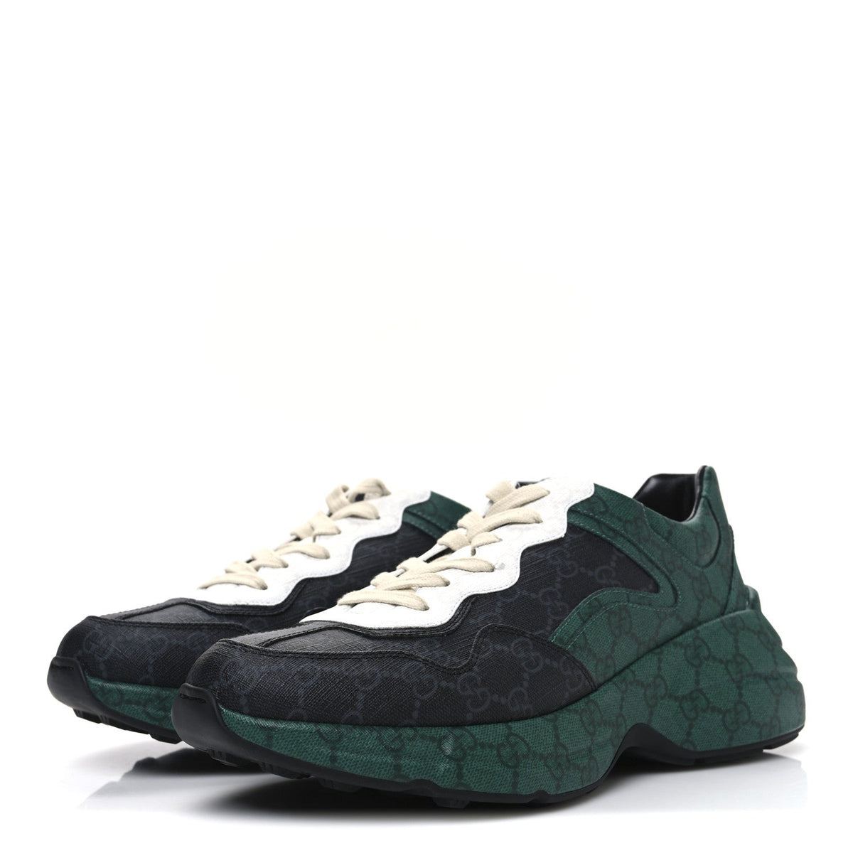 Gucci - GG Supreme Monogram Rhyton Sneakers 8.5 Black Green