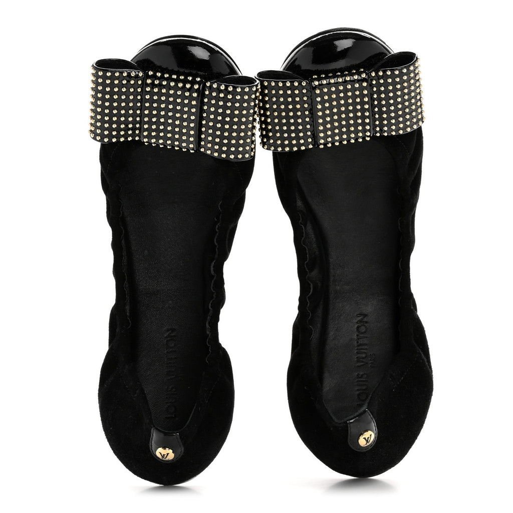 Louis Vuitton - Suede Patent Studded Flirty Ballerina Bow Flats