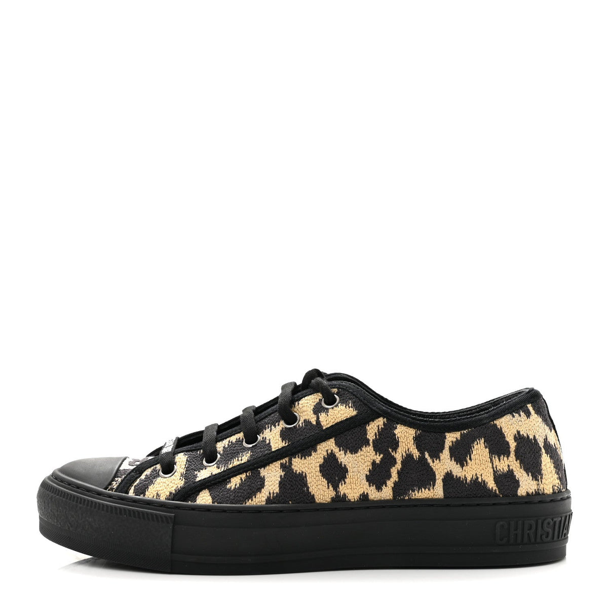 Dior - Canvas Leopard Print Embroidered Walk’N’Dior Low Top Sneakers