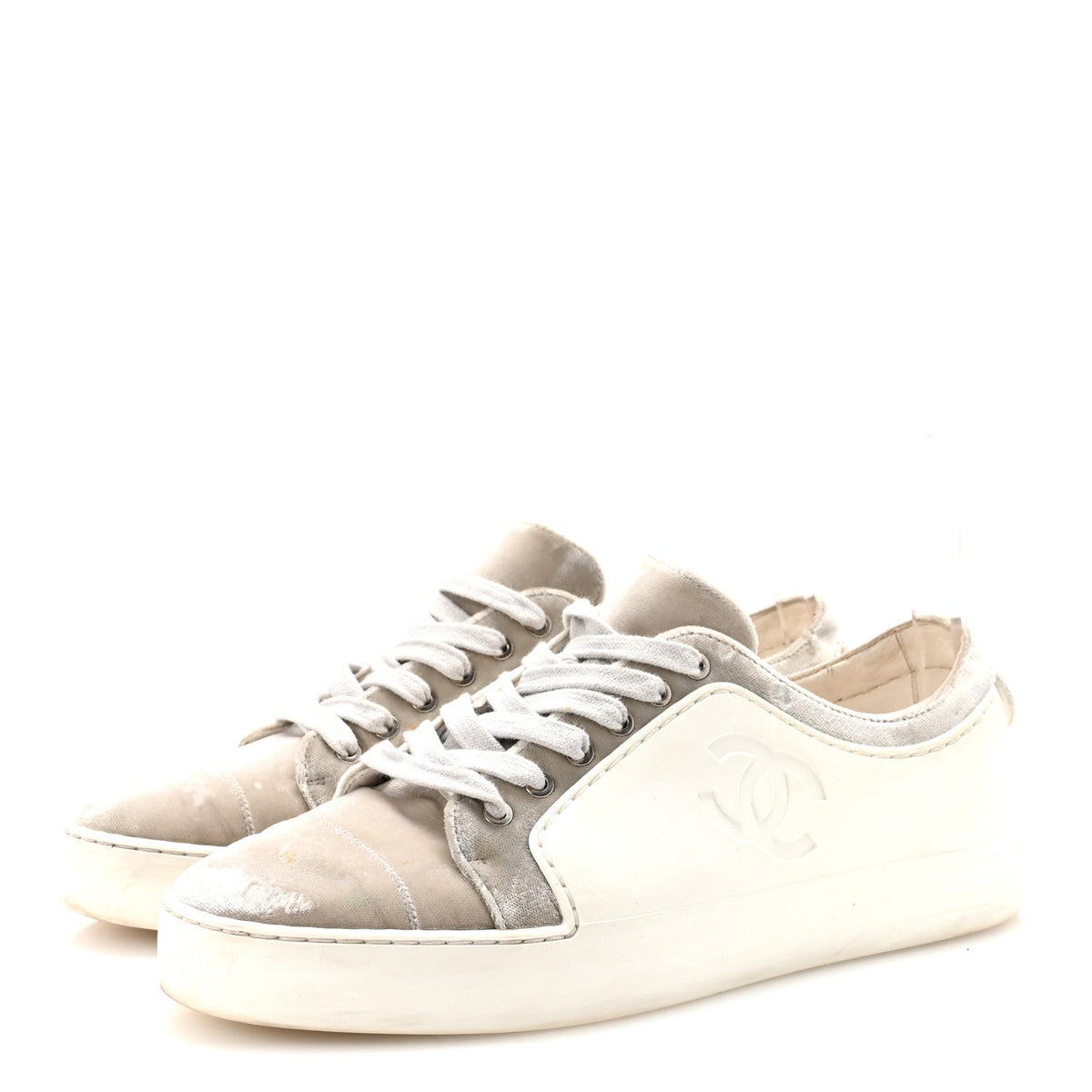 Chanel - Calfskin Velvet CC Sneakers