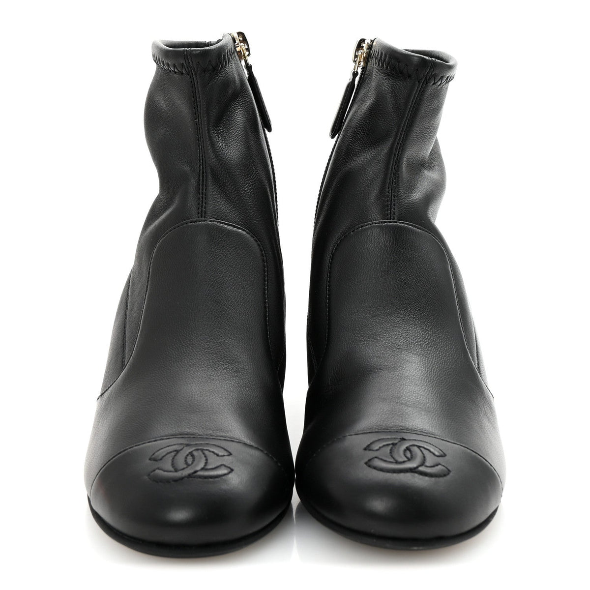 Chanel - Stretch Lambskin Cap Toe CC Short Boots